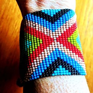 Handmade Guatemalan cuff beaded bracelet